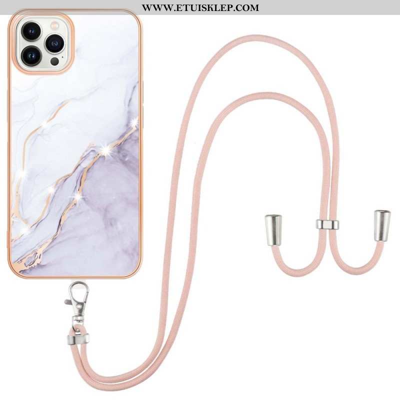 Etui do iPhone 15 Pro Max ze Sznurkiem Sznur Marmurkowy